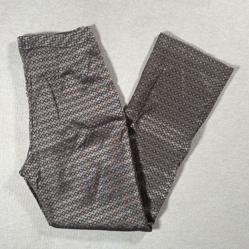 Women Vintage 70s 80s Pattern Stretch Pants Size 8 Brown Tan Charles Gray London